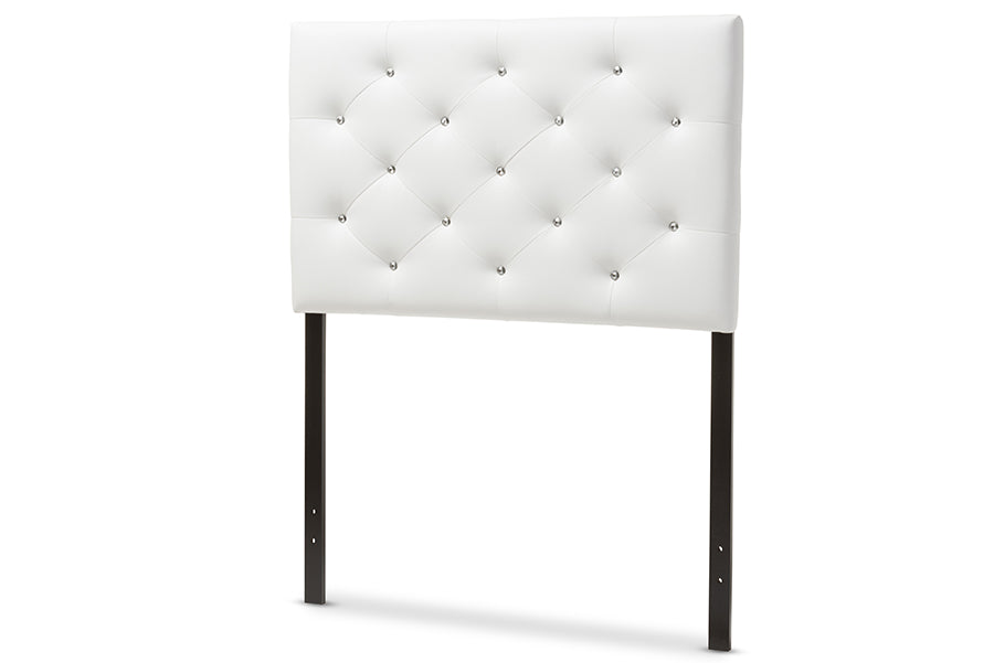 Baxton Studio Viviana Modern and Contemporary White Faux Leather Upholstered Button-Tufted Twin Size Headboard