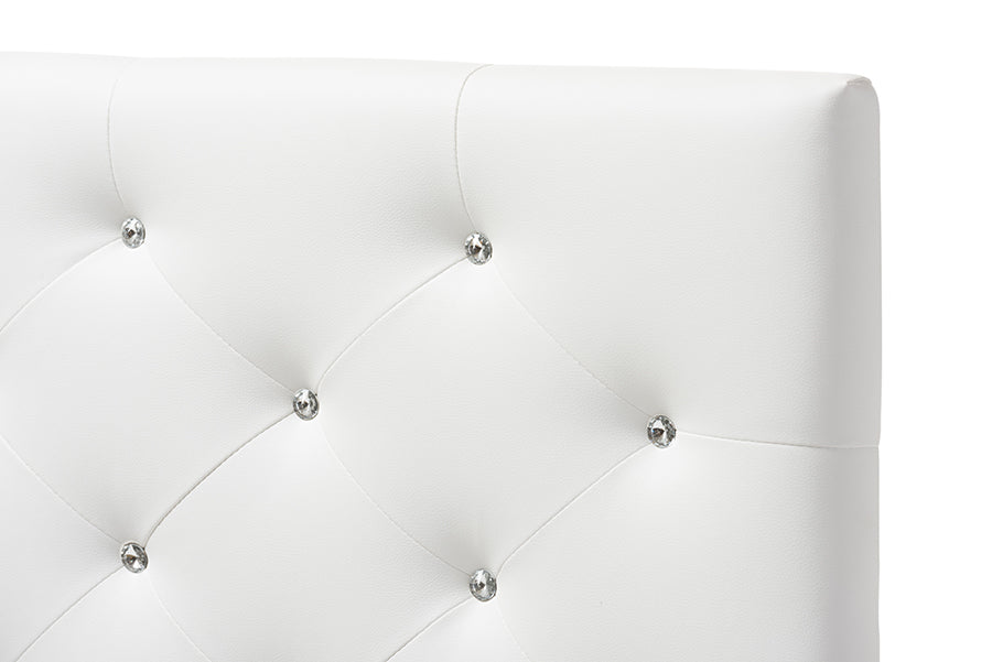 Baxton Studio Viviana Modern and Contemporary White Faux Leather Upholstered Button-Tufted Twin Size Headboard
