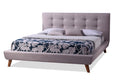 Baxton Studio Jonesy Scandinavian Style Mid-century Beige Fabric Upholstered King Size Platform Bed