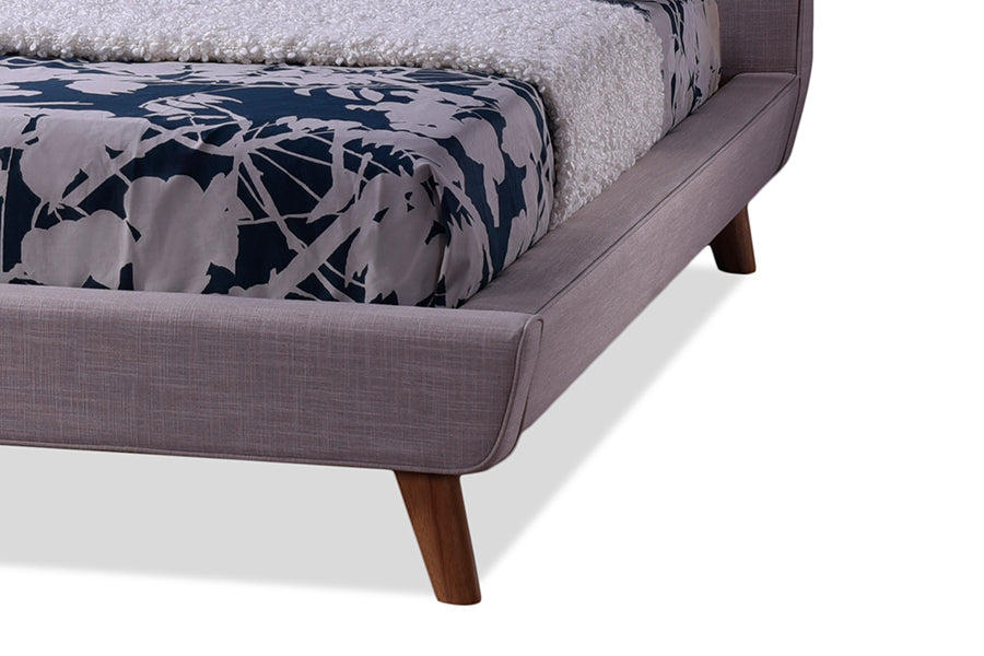 Baxton Studio Jonesy Scandinavian Style Mid-century Beige Fabric Upholstered King Size Platform Bed