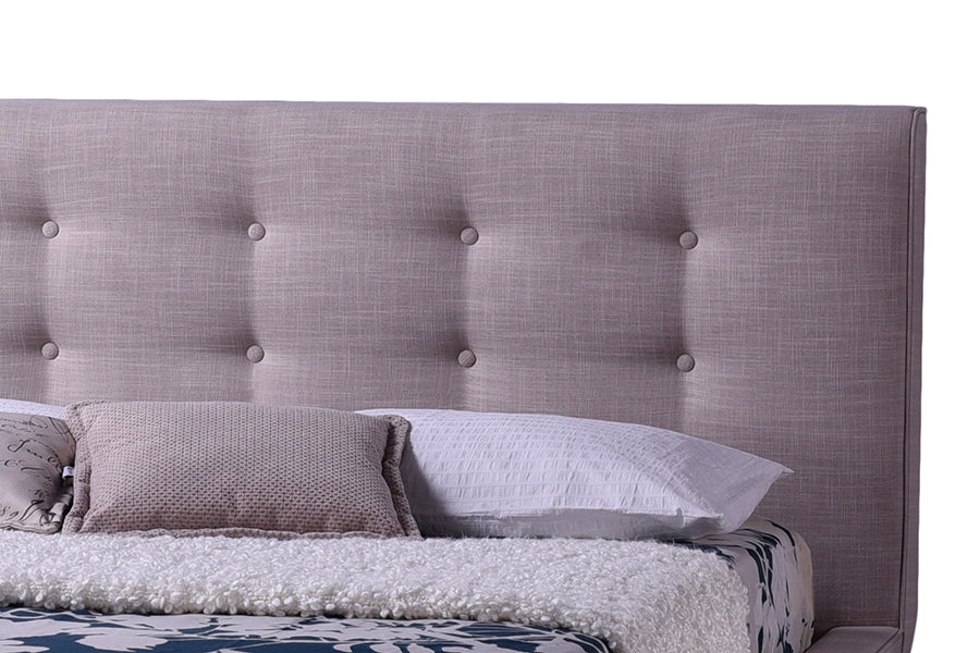 Baxton Studio Jonesy Scandinavian Style Mid-century Beige Fabric Upholstered Queen Size Platform Bed