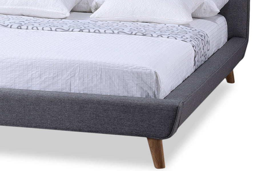Baxton Studio Jonesy Scandinavian Style Mid-century Grey Fabric Upholstered Full Size Platform Bed