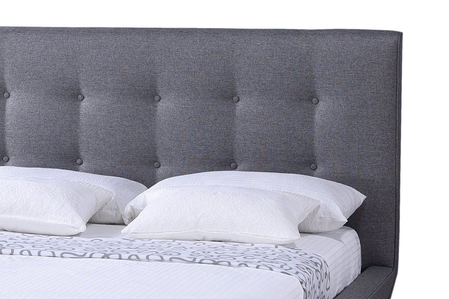 Baxton Studio Jonesy Scandinavian Style Mid-century Grey Fabric Upholstered Full Size Platform Bed