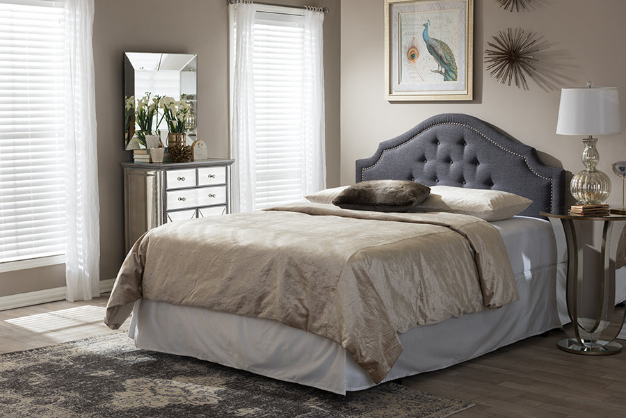 Baxton Studio Cora Modern and Contemporary Dark Grey Fabric Upholstered Full Size Headboard