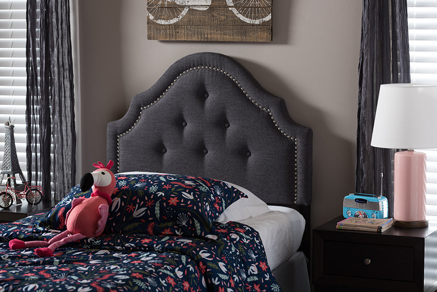 Baxton Studio Cora Modern and Contemporary Dark Grey Fabric Upholstered Twin Size Headboard