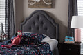 Baxton Studio Cora Modern and Contemporary Dark Grey Fabric Upholstered Twin Size Headboard