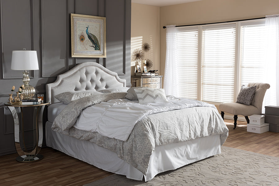 Baxton Studio Cora Modern and Contemporary Grayish Beige Fabric Upholstered Queen Size Headboard