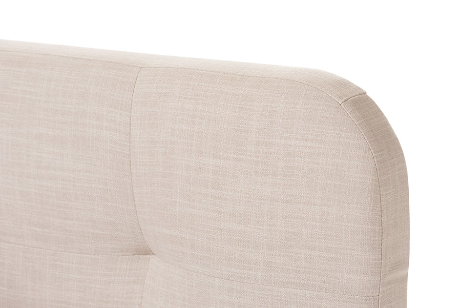 Baxton Studio Germaine Mid-Century Modern Beige Mix Linen Fabric Queen Size Grid-Tufting Platform Bed