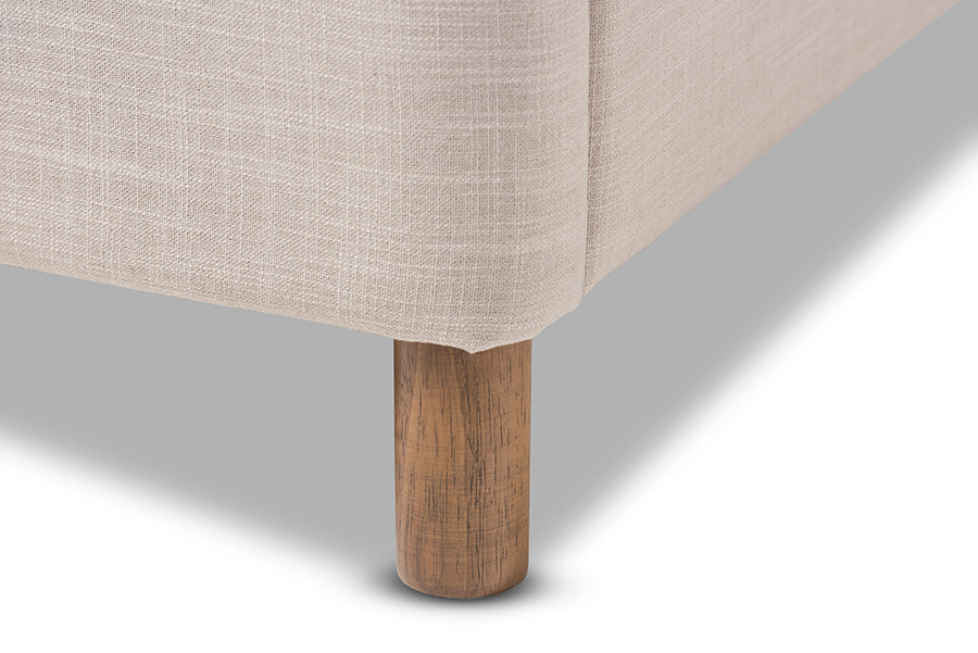 Baxton Studio Germaine Mid-Century Modern Beige Mix Linen Fabric Queen Size Grid-Tufting Platform Bed