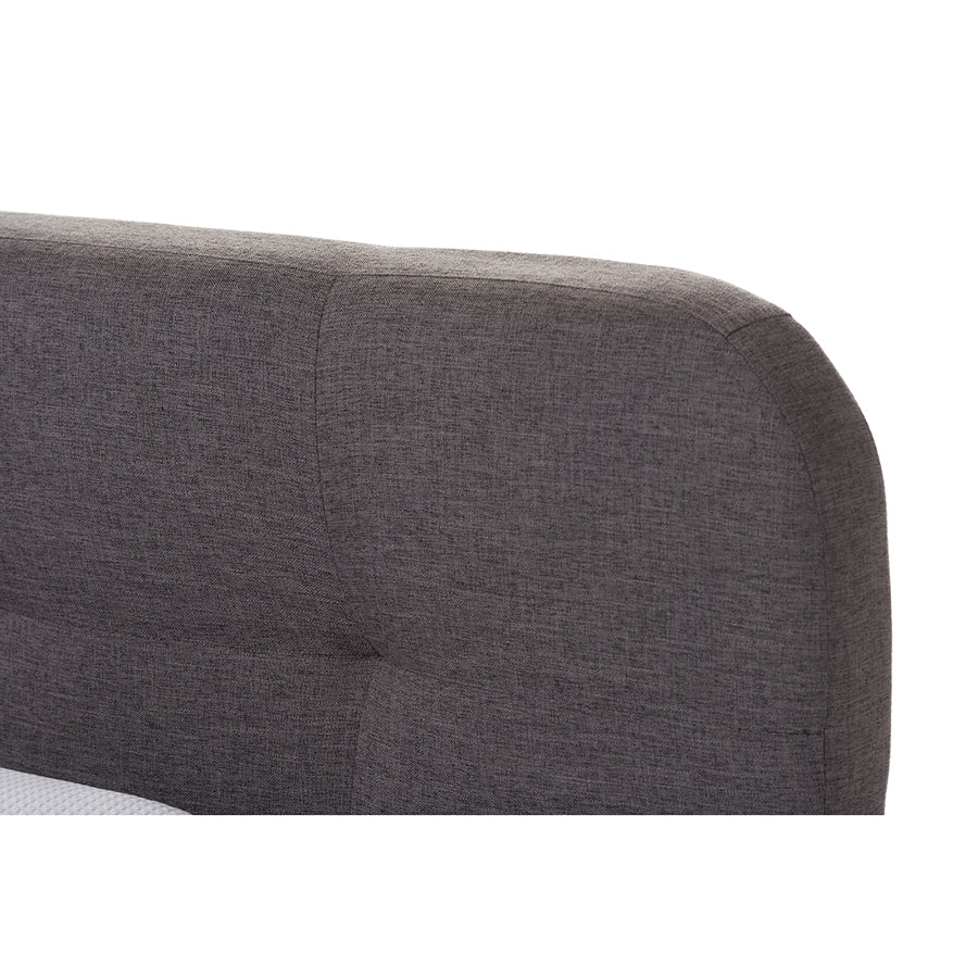 Baxton Studio Germaine Mid-Century Modern Dark Grey Fabric King Size Grid-Tufting Platform Bed