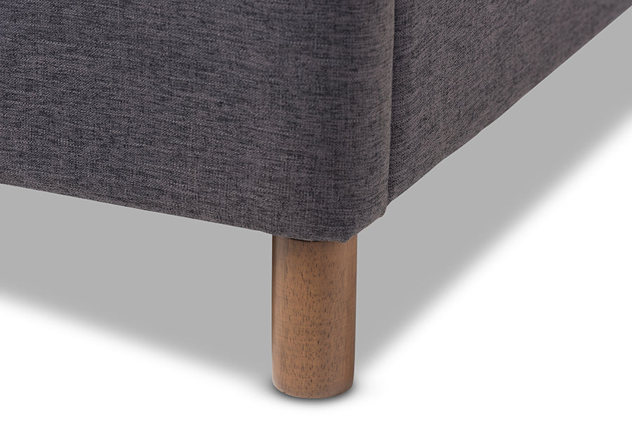 Baxton Studio Germaine Mid-Century Modern Dark Grey Fabric King Size Grid-Tufting Platform Bed