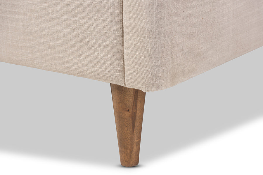Baxton Studio Hannah Mid-Century Modern Beige Linen King Size Platform Bed