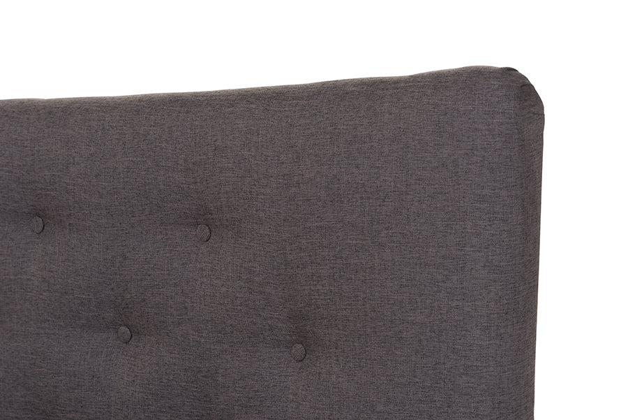 Baxton Studio Hannah Mid-Century Modern Dark Grey Fabric Queen Size Platform Bed
