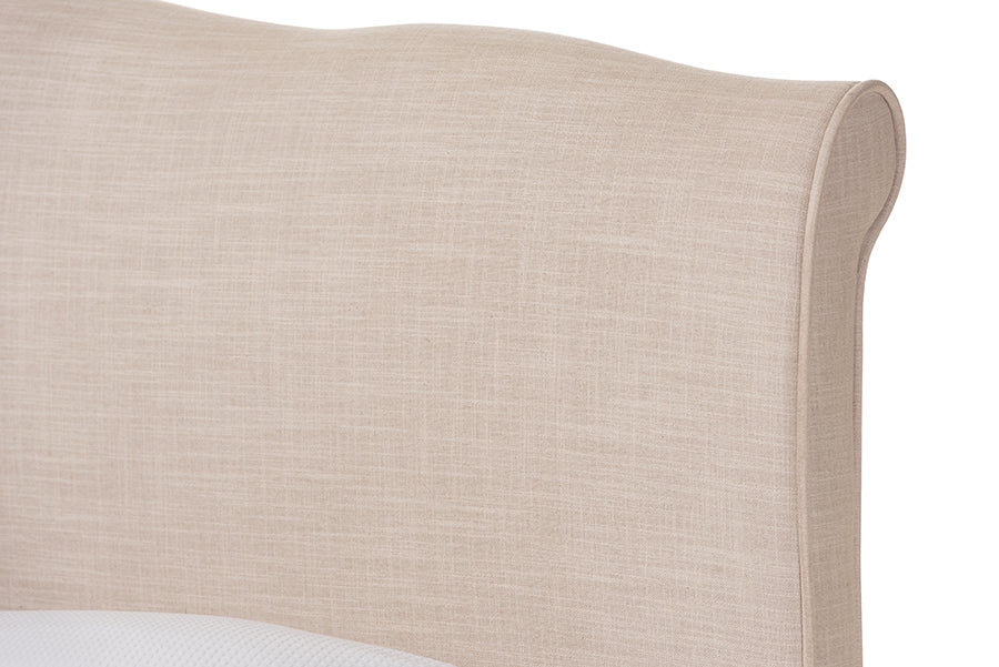 Baxton Studio Fannie French Classic Modern Style Beige Linen Fabric Full Size Platform Bed