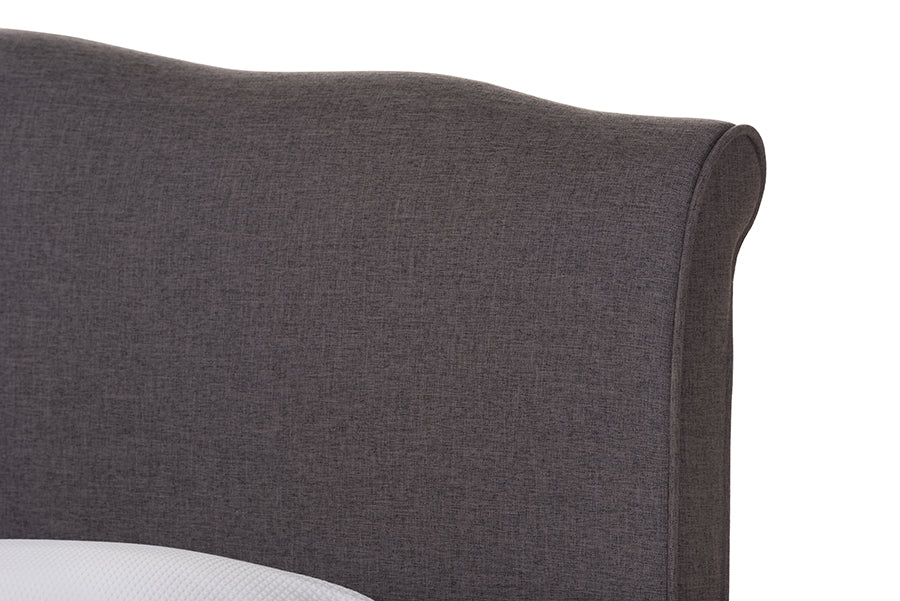 Baxton Studio Fannie French Classic Modern Style Dark Grey Polyester Fabric Queen Size Platform Bed