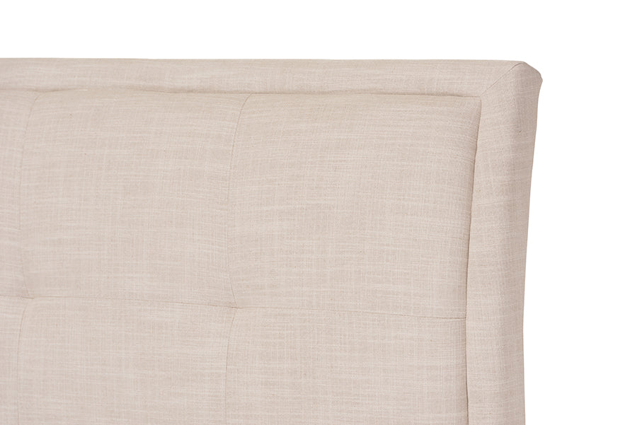 Baxton Studio Lea Modern and Contemporary Beige Mix-Linen Queen Size Storage Platform Bed