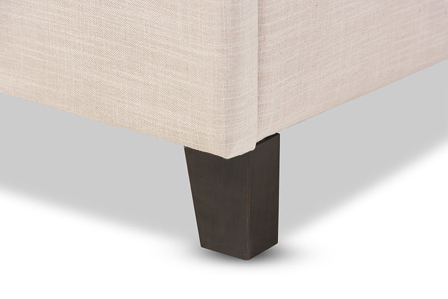 Baxton Studio Lea Modern and Contemporary Beige Mix-Linen Queen Size Storage Platform Bed