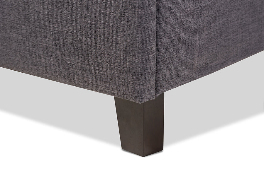 Baxton Studio Lea Modern and Contemporary Dark Grey Fabric Queen Size Storage Platform Bed