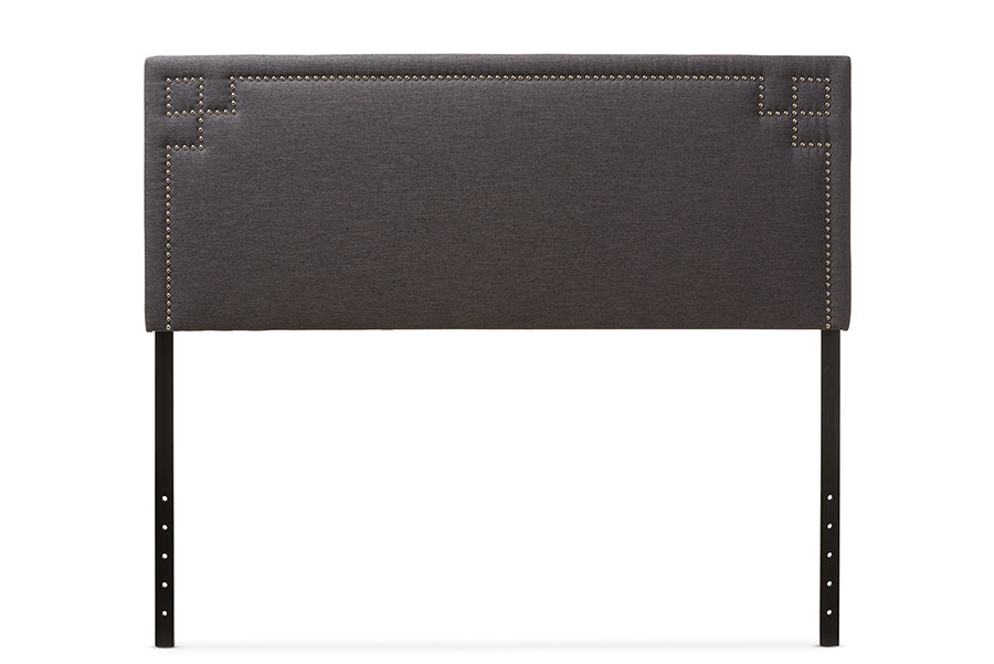 Baxton Studio Geneva Modern and Contemporary Dark Grey Fabric Upholstered Queen Size Headboard