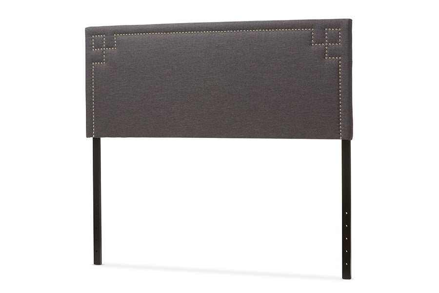 Baxton Studio Geneva Modern and Contemporary Dark Grey Fabric Upholstered Queen Size Headboard