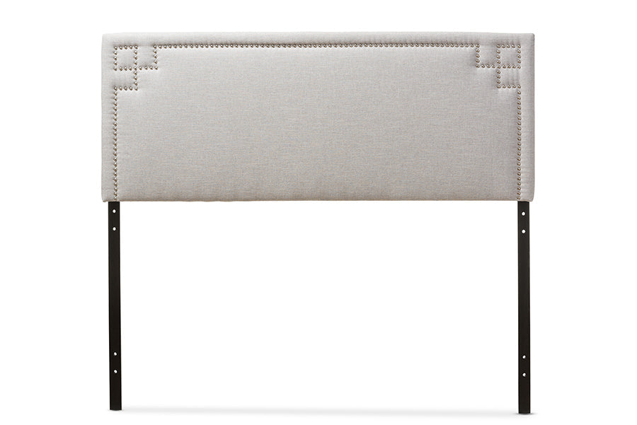 Baxton Studio Geneva Modern and Contemporary Grayish Beige Fabric Upholstered Full Size Headboard