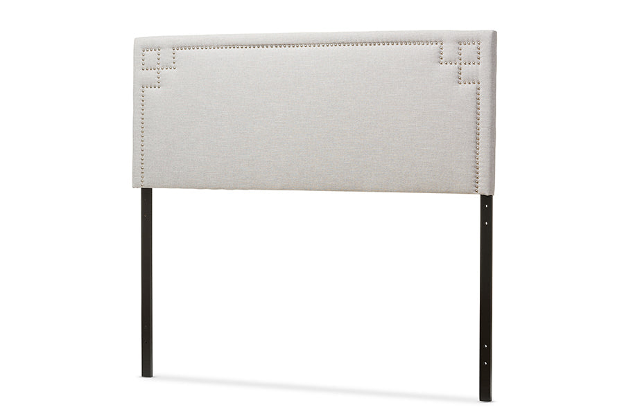 Baxton Studio Geneva Modern and Contemporary Grayish Beige Fabric Upholstered Full Size Headboard