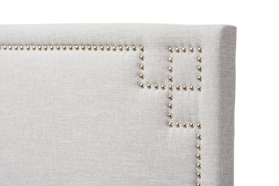 Baxton Studio Geneva Modern and Contemporary Grayish Beige Fabric Upholstered Full Size Headboard