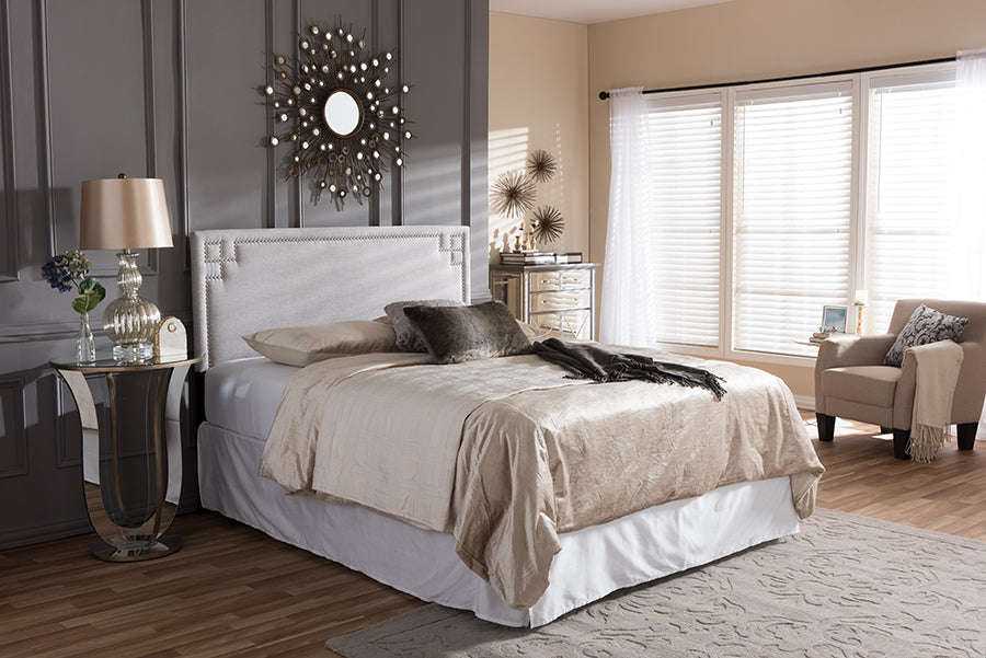 Baxton Studio Geneva Modern and Contemporary Grayish Beige Fabric Upholstered Full Size Headboard