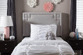 Baxton Studio Geneva Modern and Contemporary Grayish Beige Fabric Upholstered Twin Size Headboard