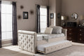 Baxton Studio Swamson Modern and Contemporary Beige Fabric Tufted Twin Size Daybed with Roll-out Trundle Guest Bed