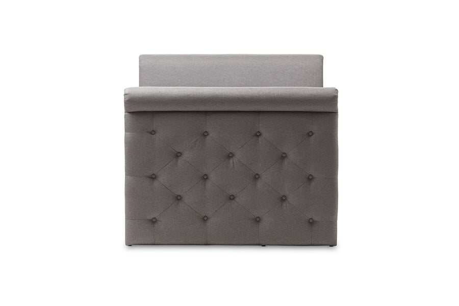 Baxton Studio Swamson Modern and Contemporary Grey Fabric Tufted Twin Size Daybed with Roll-out Trundle Guest Bed