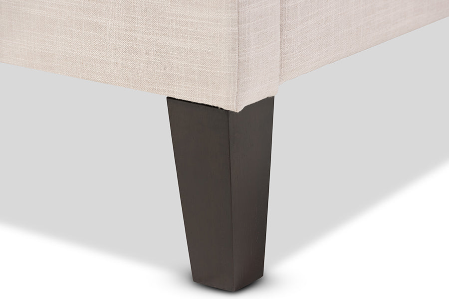 Baxton Studio Lancashire Modern and Contemporary Beige Linen Fabric Upholstered Full Size Bed Frame with Tapered Legs