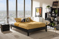 Baxton Studio Lancashire Modern and Contemporary Black Faux Leather Upholstered Full Size Bed Frame with Tapered Legs