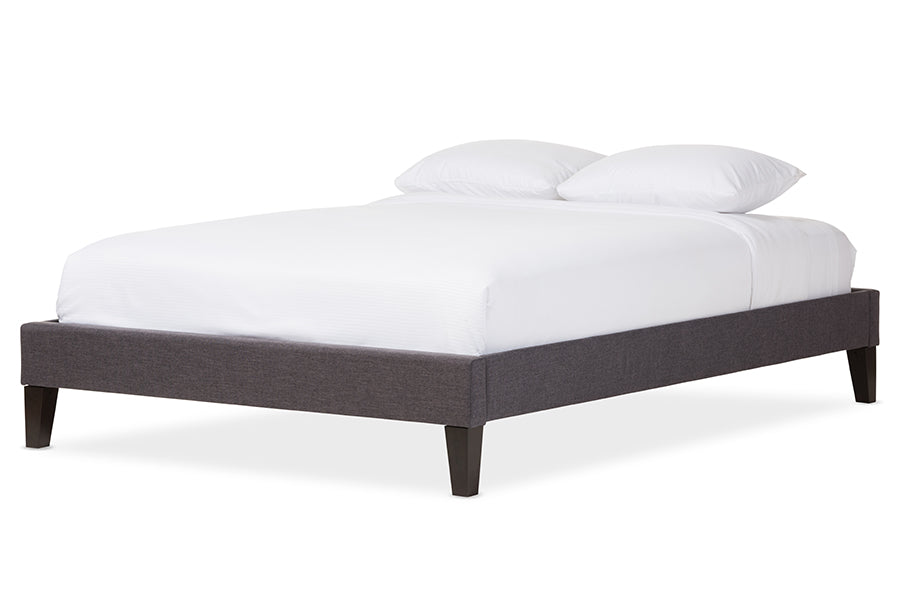 Baxton Studio Lancashire Modern and Contemporary Grey Fabric Upholstered Full Size Bed Frame with Tapered Legs