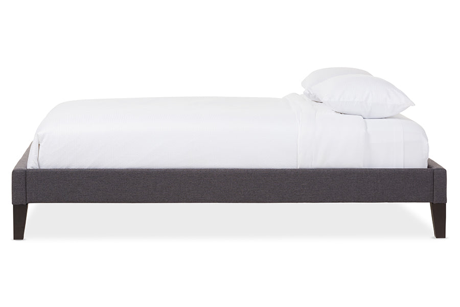 Baxton Studio Lancashire Modern and Contemporary Grey Fabric Upholstered Full Size Bed Frame with Tapered Legs