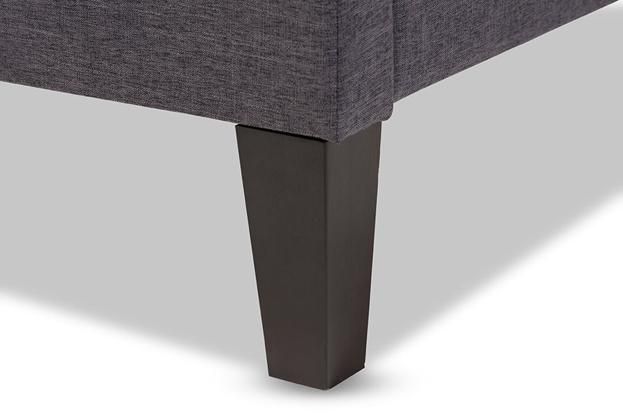 Baxton Studio Lancashire Modern and Contemporary Grey Fabric Upholstered Full Size Bed Frame with Tapered Legs
