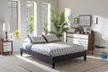 Baxton Studio Lancashire Modern and Contemporary Grey Fabric Upholstered Full Size Bed Frame with Tapered Legs
