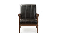Baxton Studio Nikko Mid-century Modern Scandinavian Style Black Faux Leather Wooden Lounge Chair