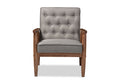 Baxton Studio Sorrento Mid-century Retro Modern Grey Fabric Upholstered Wooden Lounge Chair