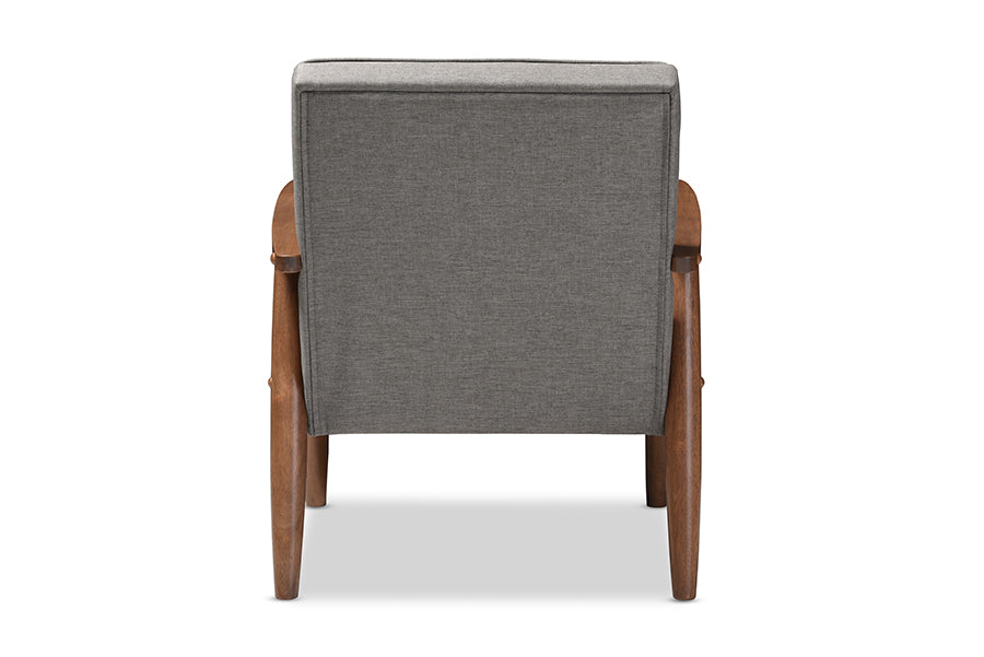 Baxton Studio Sorrento Mid-century Retro Modern Grey Fabric Upholstered Wooden Lounge Chair