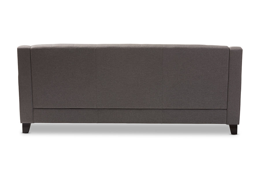Baxton Studio Arcadia Modern and Contemporary Grey Fabric Upholstered Button-Tufted Living Room 3-Seater Sofa