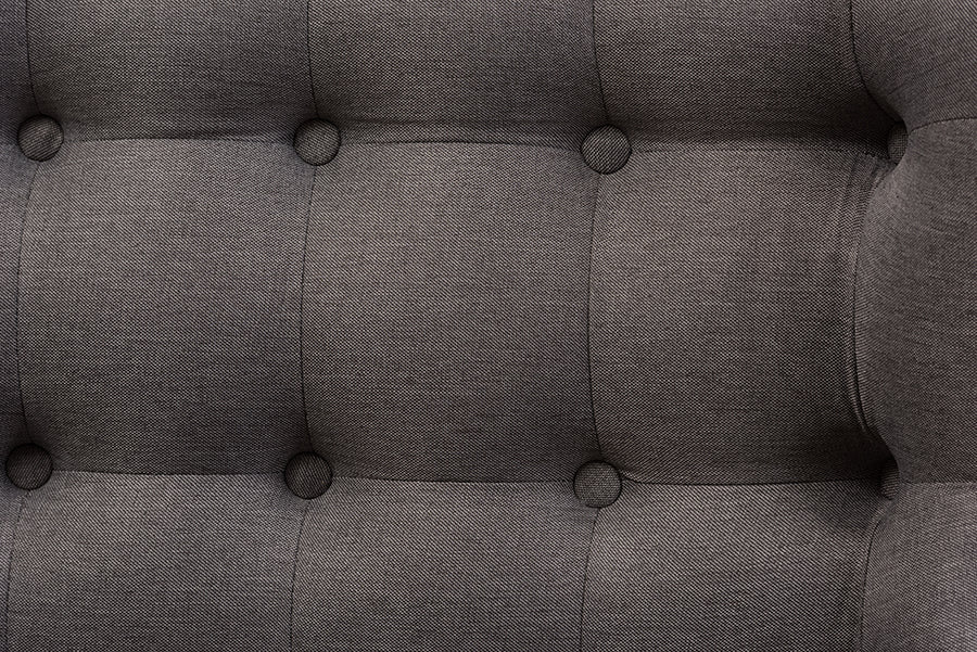 Baxton Studio Melody Mid-Century Modern Grey Fabric and Natural Wood Finishing 2-Seater Settee Bench