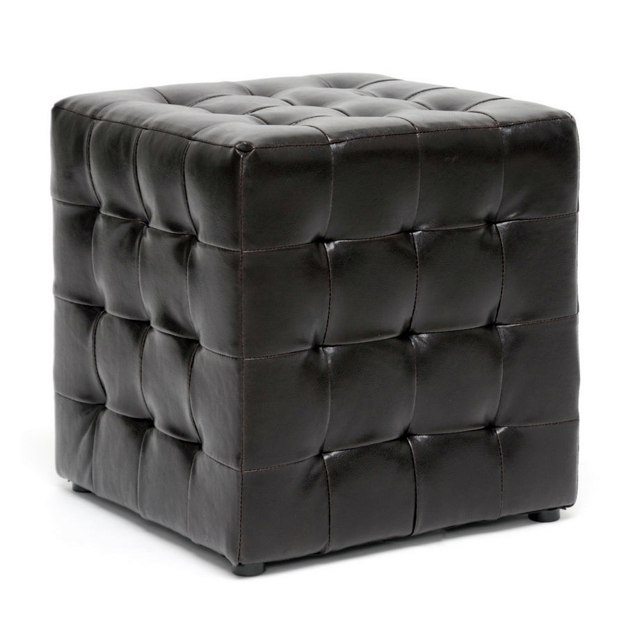 Baxton Studio Siskal Dark Brown Modern Cube Ottoman (Set of 2)