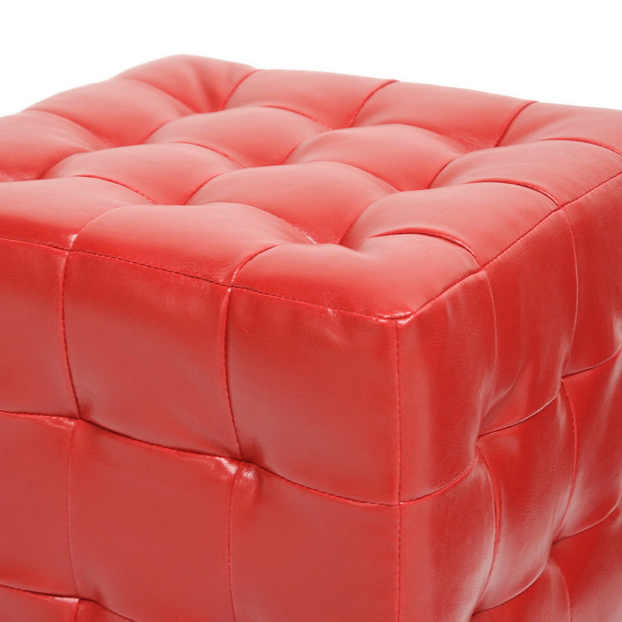 Baxton Studio Siskal Red Modern Cube Ottoman (Set of 2)