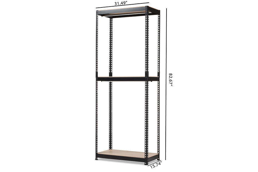 Baxton Studio Gavin Black Metal 3-Shelf Closet Storage Racking Organizer
