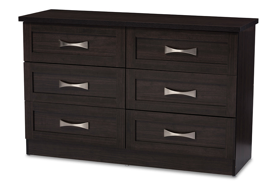 Baxton Studio Colburn Modern and Contemporary 6-Drawer Dark Brown Finish Wood Storage Dresser