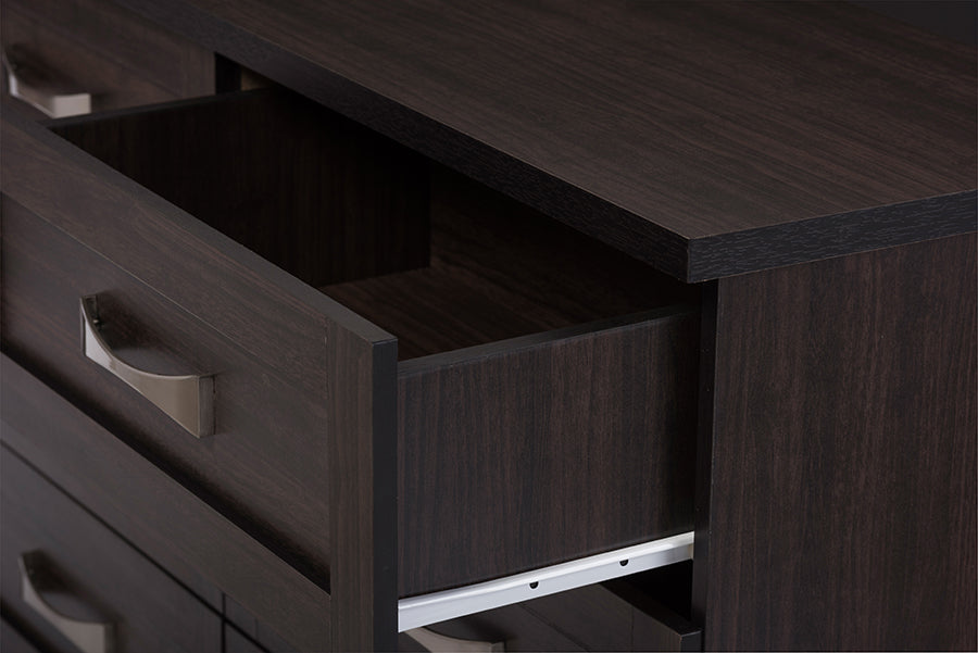 Baxton Studio Colburn Modern and Contemporary 6-Drawer Dark Brown Finish Wood Storage Dresser