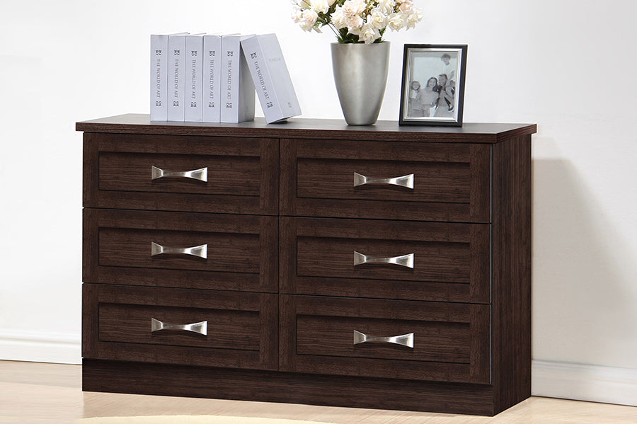 Baxton Studio Colburn Modern and Contemporary 6-Drawer Dark Brown Finish Wood Storage Dresser