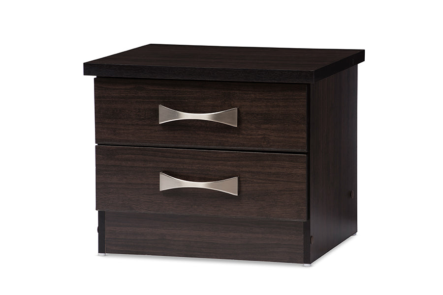 Baxton Studio Colburn Modern and Contemporary 2-Drawer Dark Brown Finish Wood Storage Nightstand Bedside Table