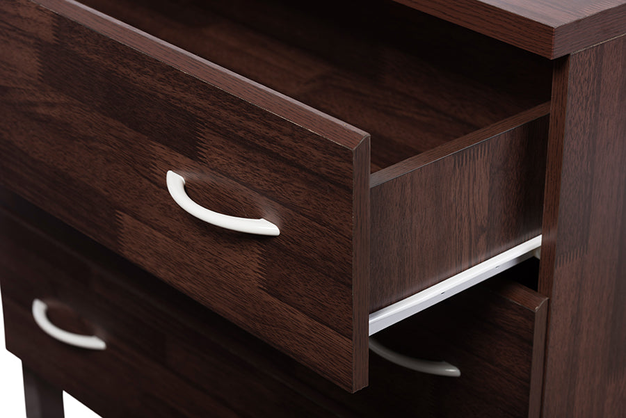 Baxton Studio Maison Modern and Contemporary Oak Brown Finish Wood 3-Drawer Storage Chest